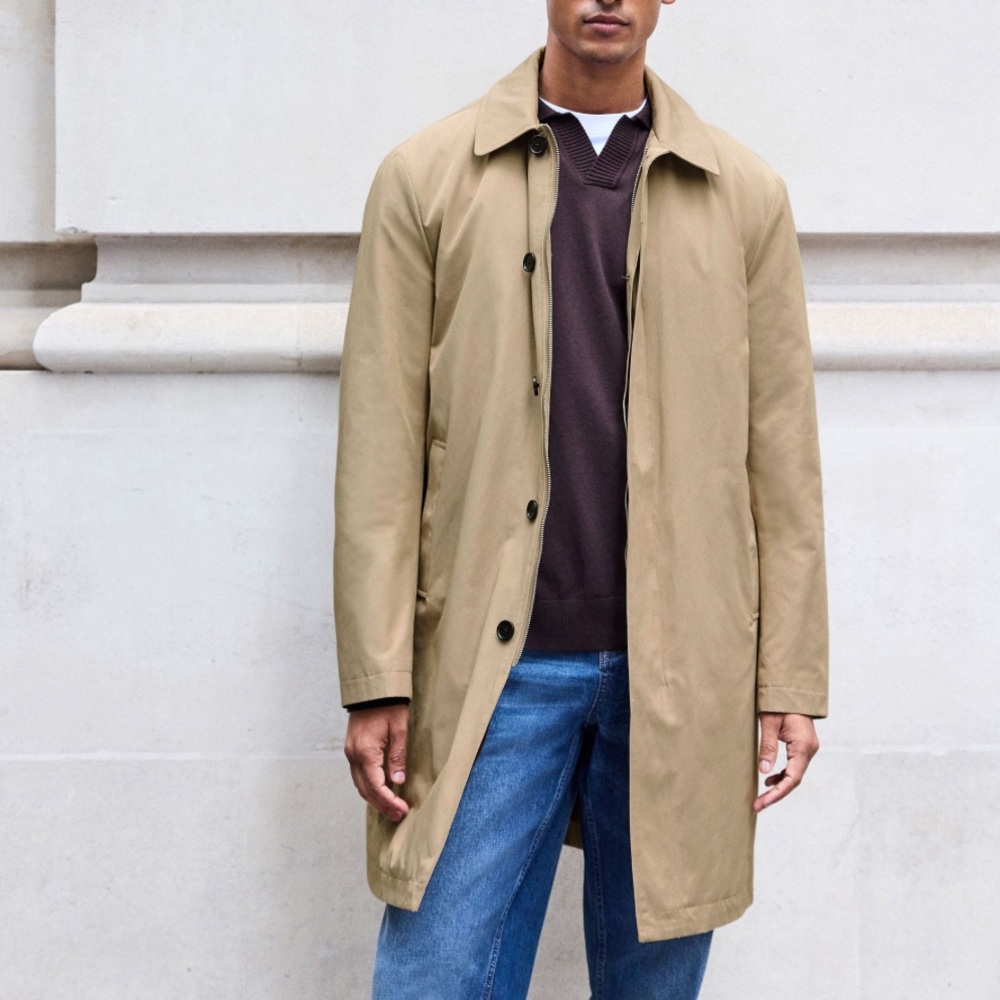 GAP Men's Tan Single-Breasted Trench Coat JCrew Banana Republic Inspo M